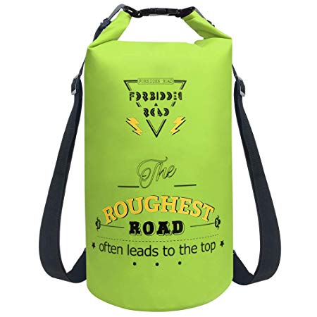 Forbidden Road Waterproof Dry Bag 2L / 5L / 10L / 15L / 20L Roll Top Sack Bag for Kayaking Boating Camping Long Adjustable Shoulder Straps Included (8 Colors)