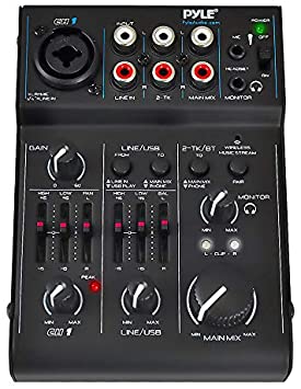 3 Channel Bluetooth Audio Mixer - DJ Sound Controller Interface with USB Soundcard for PC Recording, XLR, 3.5mm Microphone Jack, 18V Power, RCA Input/Output for Professional and Beginners - PAD30MXUBT