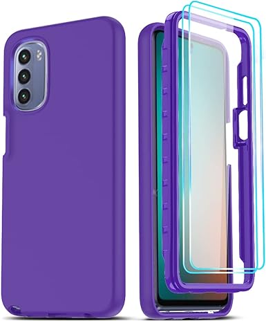 LeYi for Motorola Moto G Stylus 2022 Case 4G: Moto G Stylus 2022 Case with [2 x Glass Screen Protector], Full-Body Shockproof Soft Silicone Case for Moto G Stylus 4G 2022, Navy Purple