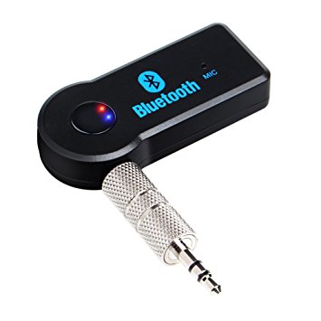 Car Bluetooth Adapter, SUNDATOM Universal Handsfree 3.5mm Streaming Car A2DP Wireless AUX Audio Music Receiver with Microphone for Iphone Samsung IOS Android Smartphone