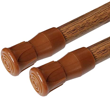 AIZESI 2pcs Tension Rod Wood Color Tension Curtain Rod 28 to 48 Inches Tension Rods for Kitchen,Bathroom,Cupboard