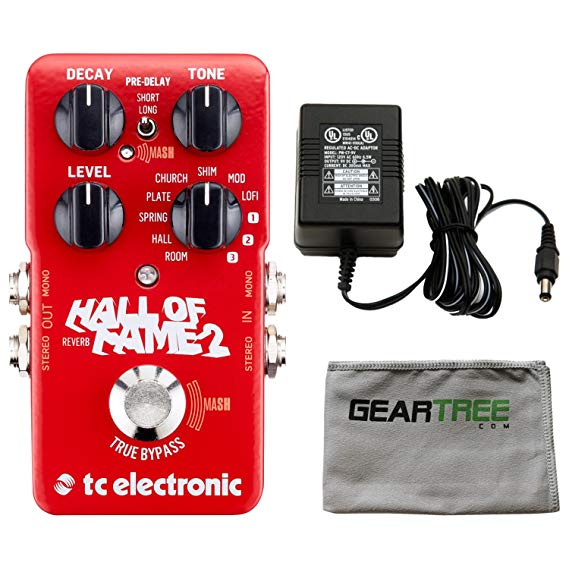 TC Electronic 960661001 Hall of Fame 2 Electric Guitar Reverb Effects Pedal with ac adapter and Zorro Sounds Guitar Pedal Polishing Cloth
