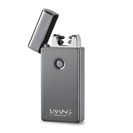 USB Lighter - Saking Dual Arc Rechargeable Windproof Flameless Plasma Beam Cigarette Electronic Lighters