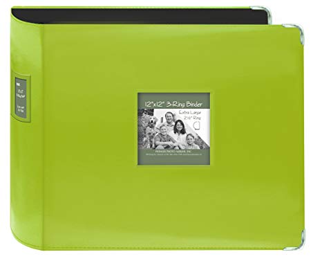 Pioneer Photo Albums T-12JF/C Jumbo 3-Ring Sewn Leatherette Frame Cover Memory Book Binder, Lime Green