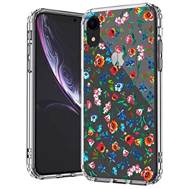 MOSNOVO iPhone XR Case, iPhone XR Case Clear, Wildflower Floral Flower Pattern Clear Design Transparent Plastic Hard Back Case with Soft TPU Bumper Protective Case Cover for iPhone XR