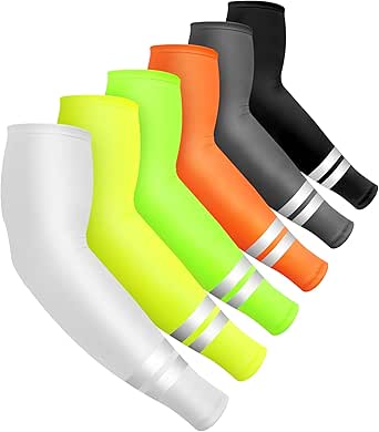 SATINIOR 6 Pairs UV Sun Protection Arm Sleeves Cooling Compression Arm Sleeves for Women Men Golf Outdoor Sports