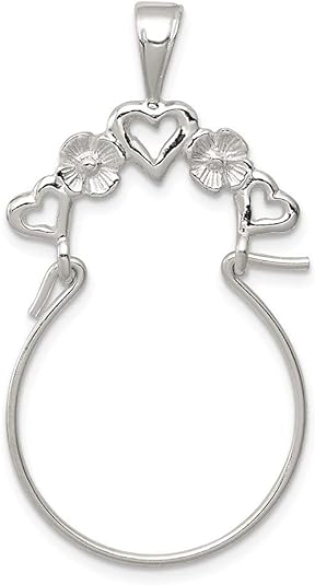 JewelryWeb - Sterling Silver Polished 5 Heart Charm holder Pendant - Ring Holder for Mom - Mother's day Birthday Christmas Gift for Mom Grandmother, Metal Sterling Silver, not known