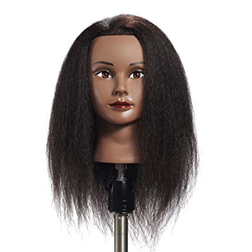 Hairginkgo 100% Real Hair Mannequin Head Hairdresser Training Head Manikin Cosmetology Doll Head (91711B0216)