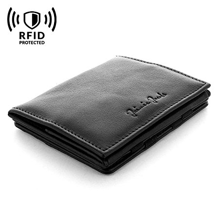 Jaimie Jacobs Men Magic Wallet with coin pocket Flap Boy Genuine Leather (Black)