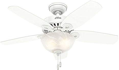 Hunter Fan Company 52217 Traditional Builder Small Room Snow White Ceiling Fan with Light, 42"