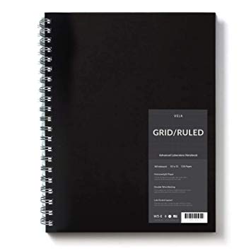 Vela Sciences Advanced Wirebound Lab Notebook, 8.5 x 11 inches, 136 Pages, Precision Grid/Ruled (1-Pack)