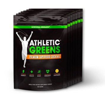Athletic Greens Superfood Powder – Blend Of 76 Potent Ingredients For Optimal Health & Enhanced Energy – Natural, Anti Aging Superfoods, 7 Day Supply, Travel Packs with Shake Bottle