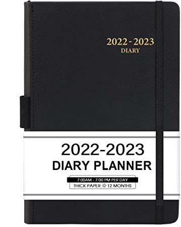 2022-2023 Appointment Book & Planner - Daily Hourly Planner 2022-2023 from Jul 2022 - Jun 2023, 5.75" X 8.25", 60-Minute Interval, Faux Soft Leather Cover, Premium Paper with Pen Holder, Inner Pocket