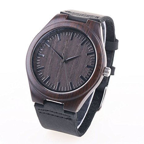 Bamboo Wooden Quartz Watch Retro Leather Fashion Watches Cowhide Band Casual Creative Gifts For Men