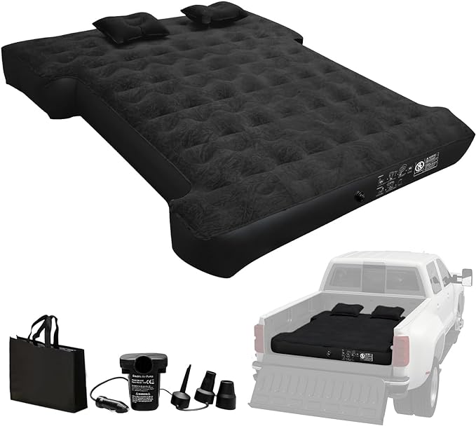 Umbrauto Truck Bed Air Mattress: Inflatable Pickup Camping Mattress for 5.5-5.8ft Full Size Short Truck Bed, Blow Up Pick Up Truck Tent Air Bed for Outdoor Travel with Pump & Carry Bag