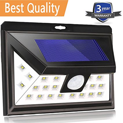 Solar Motion Sensor Lights Outdoor, Wireless Waterproof Solar LED Wall Light,Super Bright Wide Lighting Angle (270 Degree), Easy Installation for Driveway,Patio,Yard,Garden (24 LEDs, 1PACK)