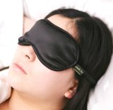 Jasmine Silk 100 Pure Silk Filled Eye Mask  Sleeping Mask Sleep Mask - BLACK