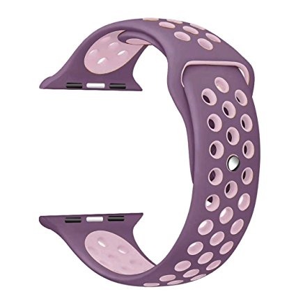 Yearscase 38mm Apple Watch Band, Soft Silicone Replacement Band for Apple Watch Series 3, Series 2, Series 1, Sport , Edition, S/M Size - Violet Dust / Plum Fog