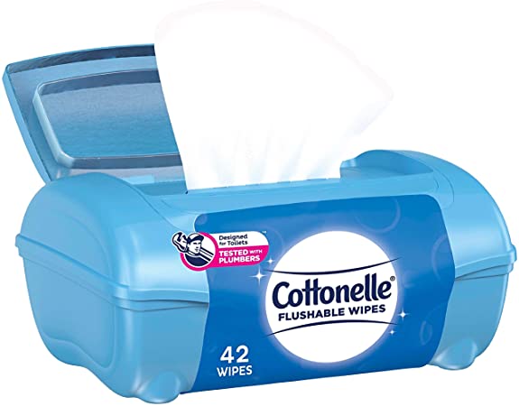 Cottonelle Flushable Wet Wipes - 1 Tub Pack, 42 Total Flushable Wipes