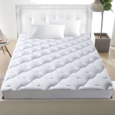 JEAREY King Mattress Pad 8-21”Deep Pocket - Hypoallergenic Cooling Down Alternative Quilted Overfilled Pillowtop King Mattress Cover