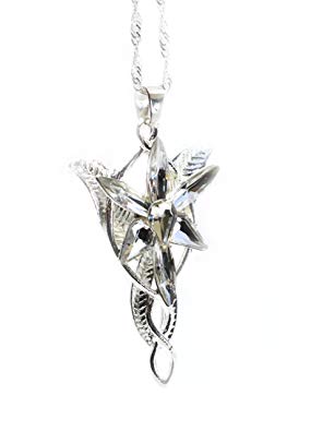 LOTR Lord Of The Rings Hobbit Arwen EVENSTAR Silver Color Necklace Crystal Pendant Prop Replica with Gift Bag