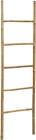 vidaXL Towel Ladder with 5 Rungs Bamboo Wooden Clothes Airer Bathroom Towel Hanger Decorative Freestanding Rack Non-Drilled Towel Holder for Toilet