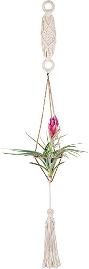 Mkono Himmeli Air Plant Holder with Chain and Macrame Hanger Mobiles Decor