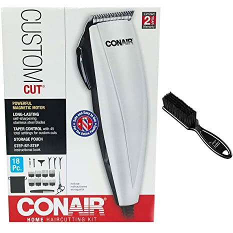 Conair Custom Cut 18-piece Haircut Kit; Home Hair Cutting Clipper Kit; Powerful Magnetic Motor; Additional Clipper Blade Brush