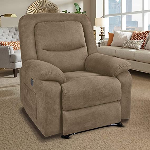 RELAXIXI Power Recliner Chair with Massage, Heat and USB Charge Port - Electric Recliner for Elderly - Soft Fabric Sofa for Home, Living Room