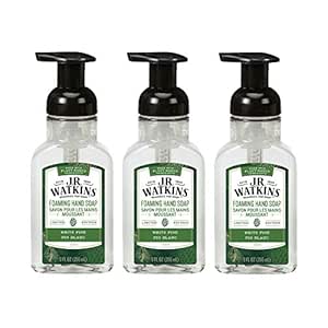 J.R. Watkins Foaming Hand Soap with Pump Dispenser, Moisturizing Foam Hand Wash, All Natural, Alcohol-Free, Cruelty-Free, USA Made, White Pine, 9 fl oz, 3 Pack