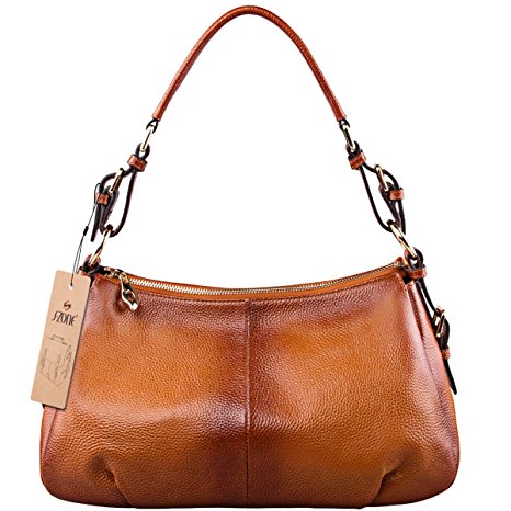 S-ZONE Women Vintage Cow Leather Single Shoulder Top-handle Handbag Ladies Purses