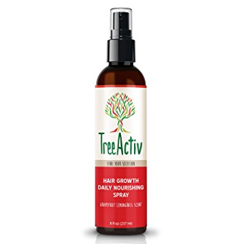 TreeActiv Hair Growth Daily Nourishing Spray | Natural Leave in Conditioner | Anti Frizz | Reduce Curly Frizzy Hair| Argan Oil | Biotin | Keratin | Silk Aminos| Tea Tree| 8 fl oz Grapefruit Lemongrass