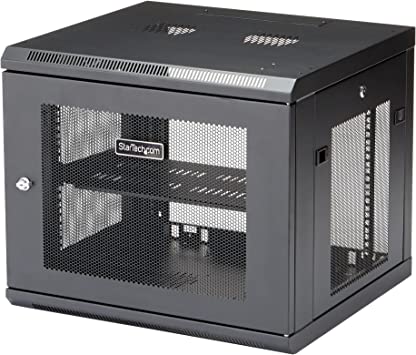 StarTech.com 9U Wall Mount Server Rack Cabinet - 4-Post Adjustable Depth (2" to 19") Network Equipment Enclosure with Cable Management (RK920WALM)