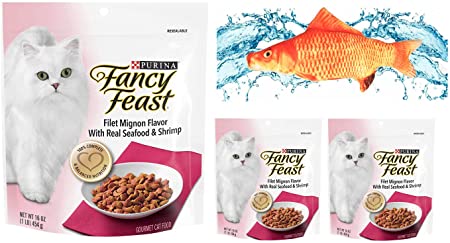 Kitti Multi Pack Bundles Including (1) 7.5" Triple Strength Catnip Toy and Fancy Feast Gourmet Dry Cat Food. (3) 16oz Bags.