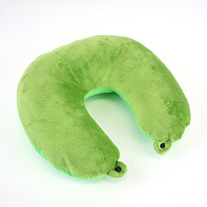 Sleepmax® MicroBead Ultra Soft Travel Neck Pillow - Hypoallergenic Velvety Cover w/ Easy Comfort Snap (Light Green)