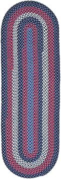 Super Area Rugs Runner 2' X 6' Blue - Red - Navy Oval Braided Rug for Farmhouse/Nautical/Primitive Style Kitchens and Bathrooms