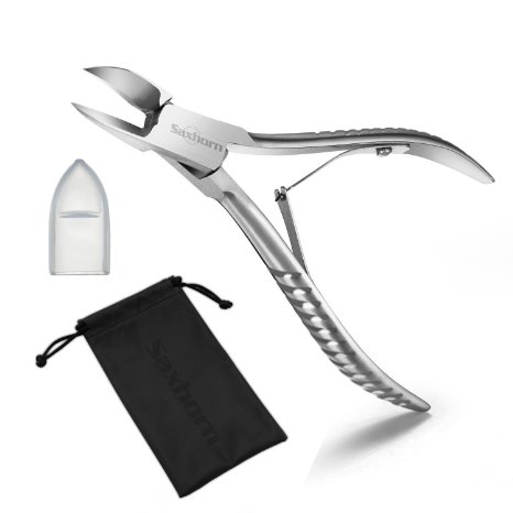Nail Nipper, Saxhorn Toenail Clippers for Thick and Ingrown Toe Nail - Heavy Duty Nail and Cuticle Clippers - Stainless Steel