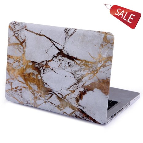 2 in 1 Macbook case Retina 12",KSprot Marble White Gold Hard Shell Clip Snap On Case Skin Cover for Apple 12" inches Macbook cover (Fits Model:A1534)