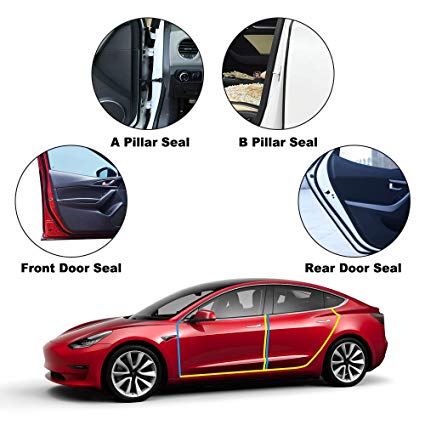 TACHICO Tesla Model 3 Door Seal Kit Soundproof Rubber Weather Draft Seal Strip Wind Noise Reduction Kit