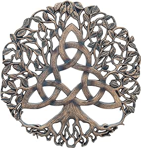 Top Brass Trinity Knot Tree of Life Wall Plaque Decorative Spiritual Celtic Garden Art Sculpture