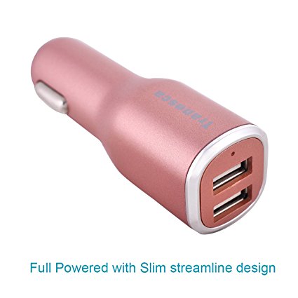 Car charger rose gold-Tranesca 24W Dual Port USB car charger for iPhone 7/iPhone 6s/iPhone 6/iPhone 5s,iPad Air/iPad Pro;Samsung Galaxy Note Series and other Android and iOS devices (Rose Gold)