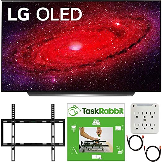 LG OLED48CXPUB 48 inch CX 4K Smart OLED TV with AI ThinQ 2020 Bundle with TaskRabbit Installation Services   Deco Gear Wall Mount   HDMI Cables   Surge Adapter