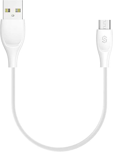 Syncwire Micro USB Cable Android Charger 20cm/0.7ft, 2.4A High Speed Micro USB Charger Cable Short Android Cable Fast Charge for Samsung Galaxy S6/S7/S4/S3, Sony, LG, Sony, Nexus, PS4 and More, White