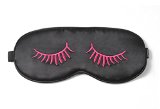 MSSilk Breathable Pure Silk Sleep Eye Mask with Brocade Pouch Gift Red Eyelashes