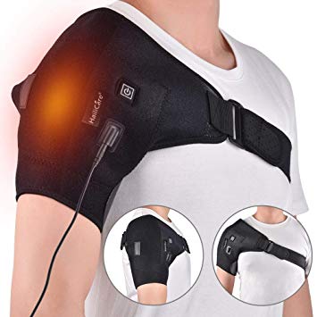 Shoulder Heat Brace - Adjustable Stability Brace Provide Therapy, Recovery and Injury Relief for Rotator Cuff, Dislocated AC Joint, Sprain, Labrum Tear, Rehab, Shoulder Pain (Black)