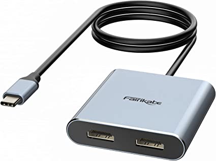 USB C to Dual HDMI Adapter 4K 60Hz, USB C Splitter 2 Monitors Extended Display, Type C HDMI Hub Multiple Monitors Docking Station for Laptop(DP Alt Mode Required) Compatible with Thunderbolt 3