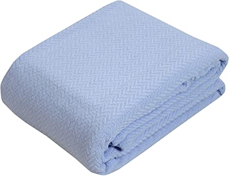 100% Soft Premium Ringspun Cotton Thermal Blanket - Full/Queen - Xenon Blue - Snuggle in These Super Soft Cozy Cotton Blankets - Perfect for Layering Any Bed - Provides Comfort and Warmth for Years