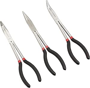 Amazon Basics Long Reach Pliers Set - Black, 3 Count