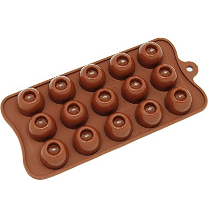 Freshware CB-611BR 15-Cavity Silicone Dimpled Round Chocolate, Candy and Gummy Mold