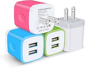 USB Wall Charger, FiveBox 4Pack Dual Port 2.1Amp Fast Wall Charger Brick Base Adapter Charging Block Charger Cube Plug Charger Box for iPhone 15 14 13 12 11 Pro X 6 6S 7 8 Plus, Pad, Samsung, Android